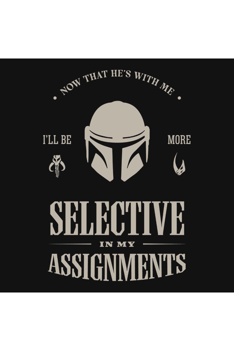 Girls Star Wars The Mandalorian and Grogu Selective In My Assignments T Shirt, Alternate, color, Black