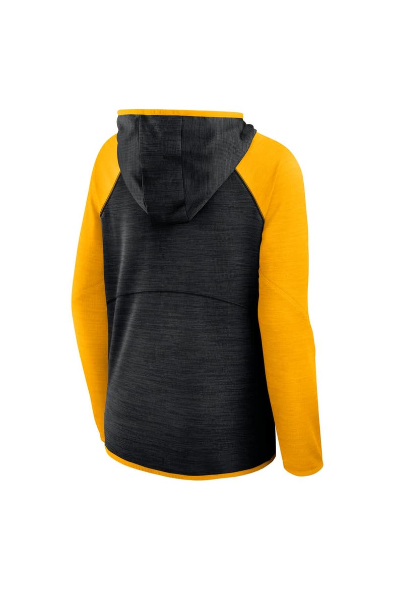 Women's Fanatics Black/Gold Pittsburgh Steelers Redzone End Around Pass Raglan Full-Zip Hoodie, Alternate, color, Black