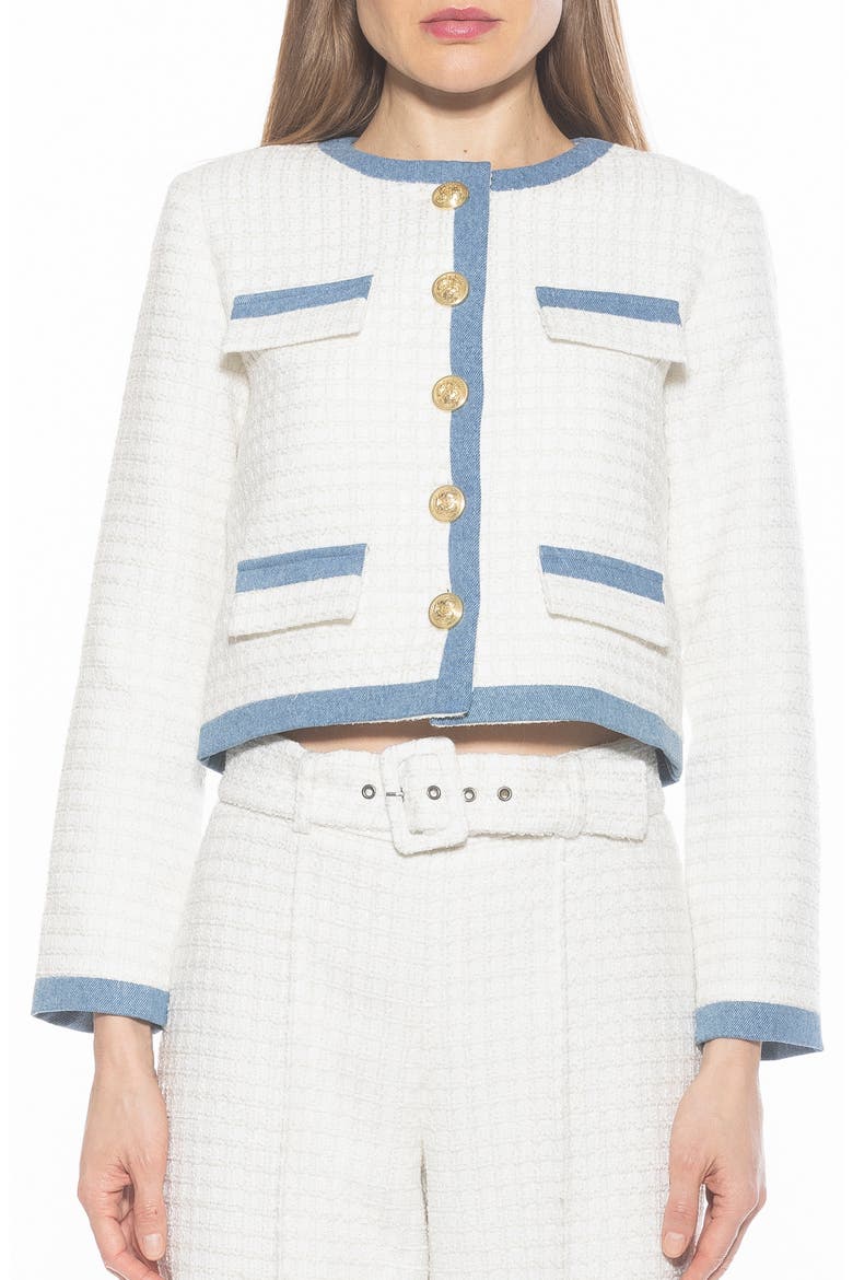 Rose Tweed Jacket, Main, color, IVORY DENIM