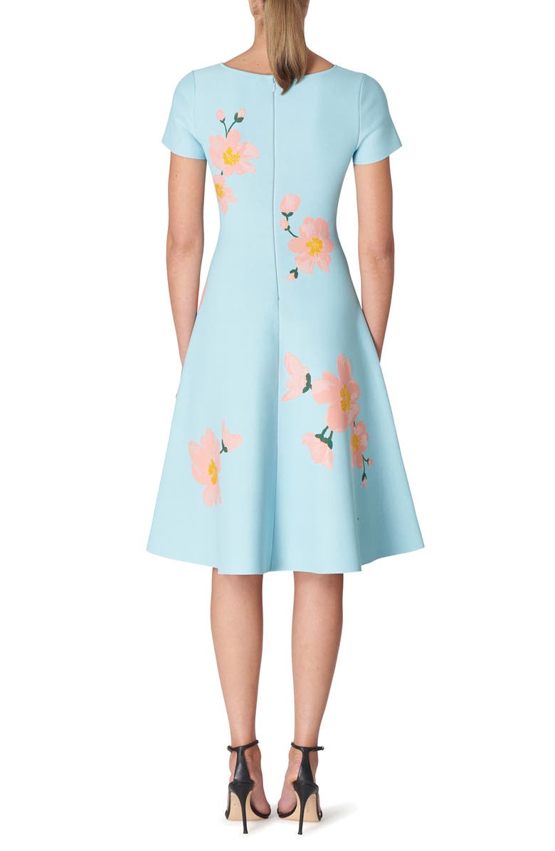 Carolina Herrera Floral Jacquard Flare Dress, Alternate, color, 