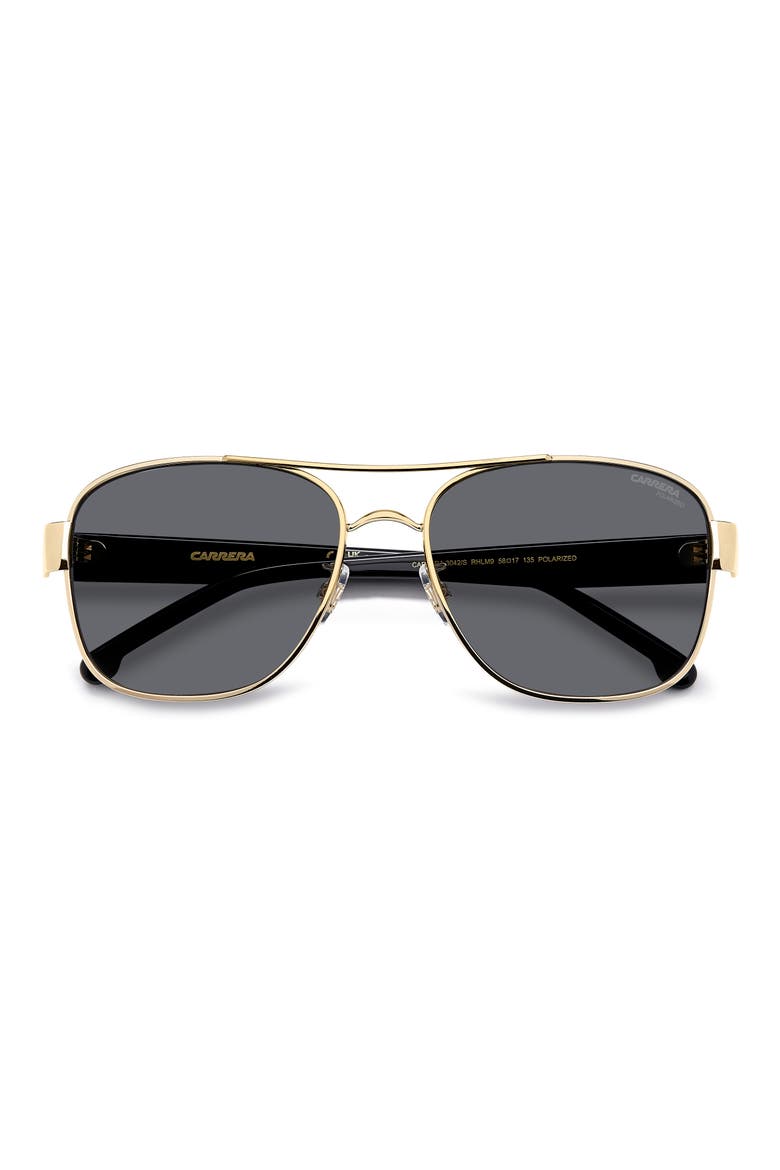 Carrera 3042/S 58mm Polarized Rectangular Sunglasses, Alternate, color, GOLD/BLACK