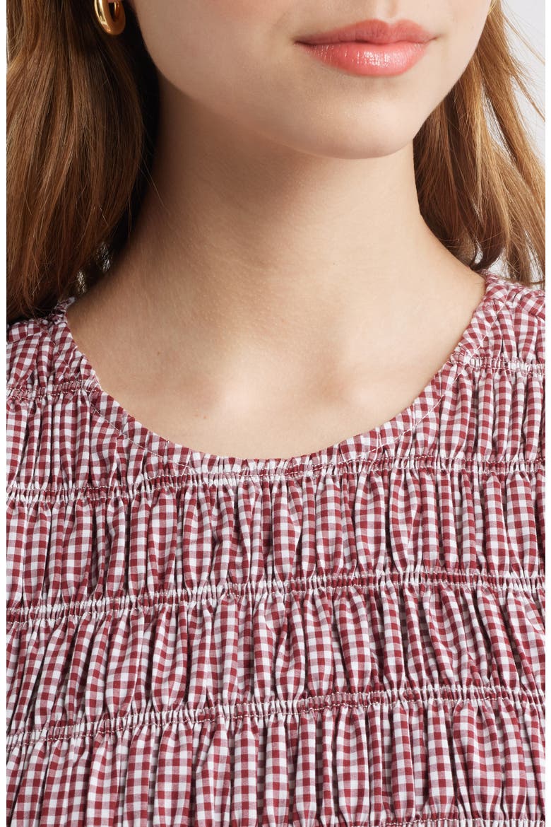 Heidi Gingham Shirred Cotton Top, Alternate, color, GINGHAM DEEP RED