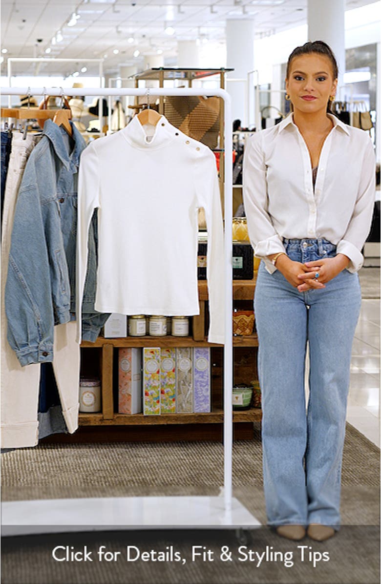 Snap Mock Neck Long Sleeve Rib Top, sales video thumbnail