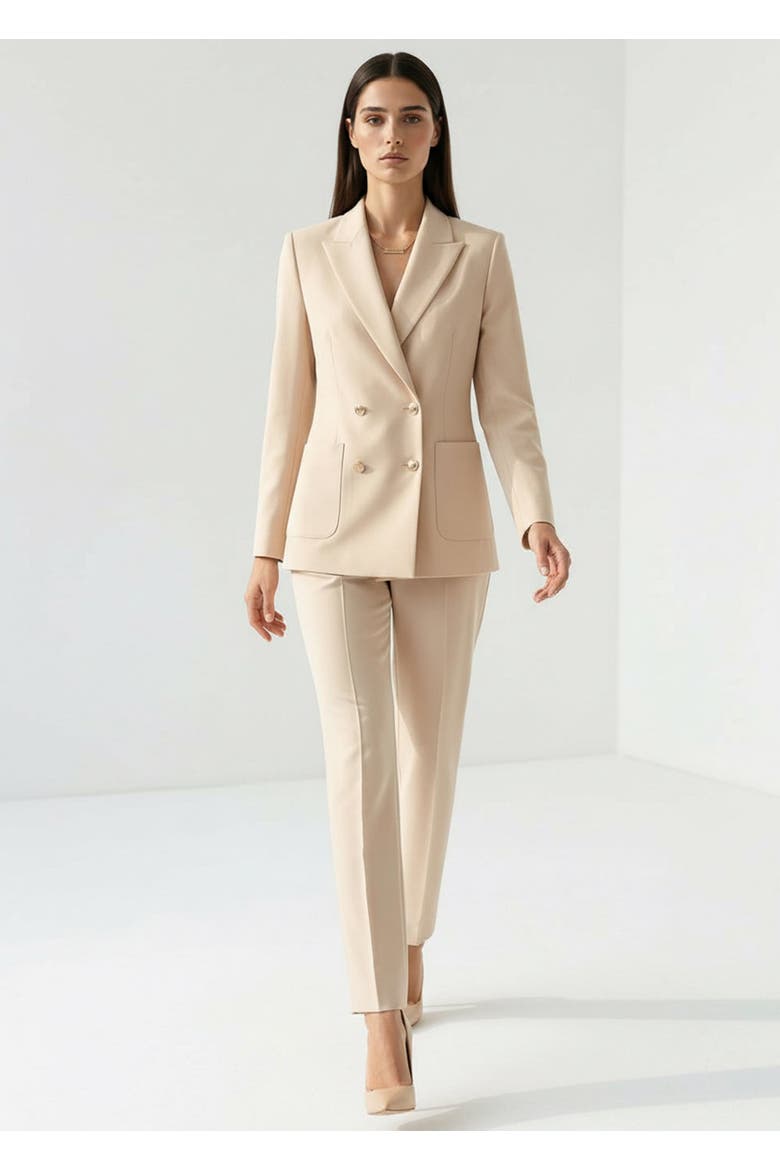 Double Breasted Regular Woven Blazer Jacket, Alternate, color, ECRU