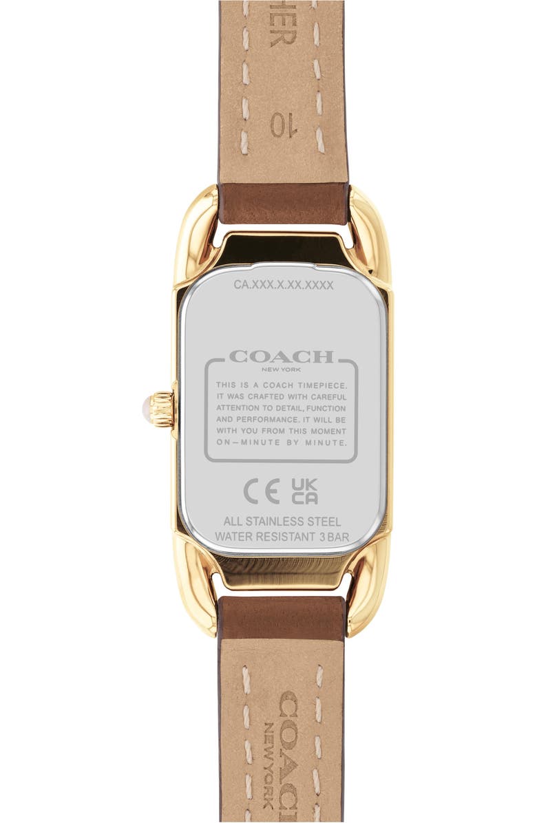 COACH Cadie Rectangular Leather Strap Watch, 17.5mm x 28.5mm, Alternate, color,
