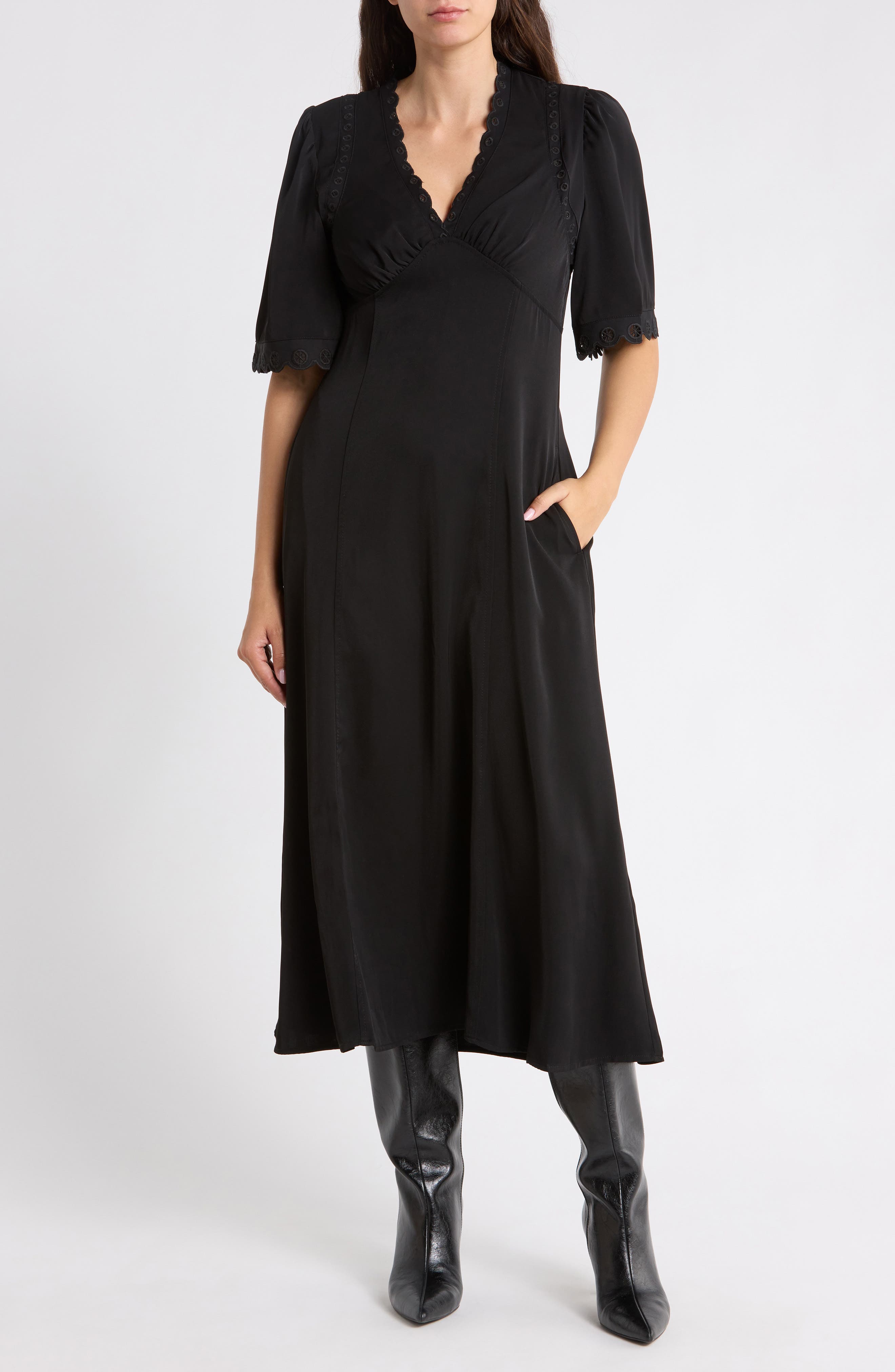 Scalloped Midi Dress