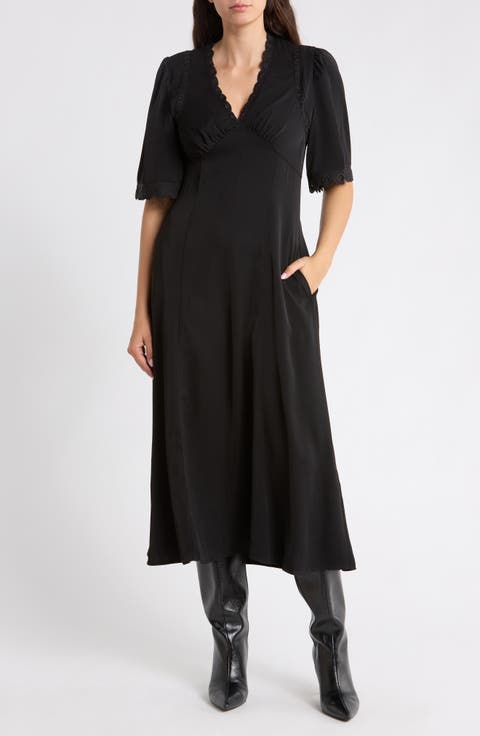 Scalloped Midi Dress