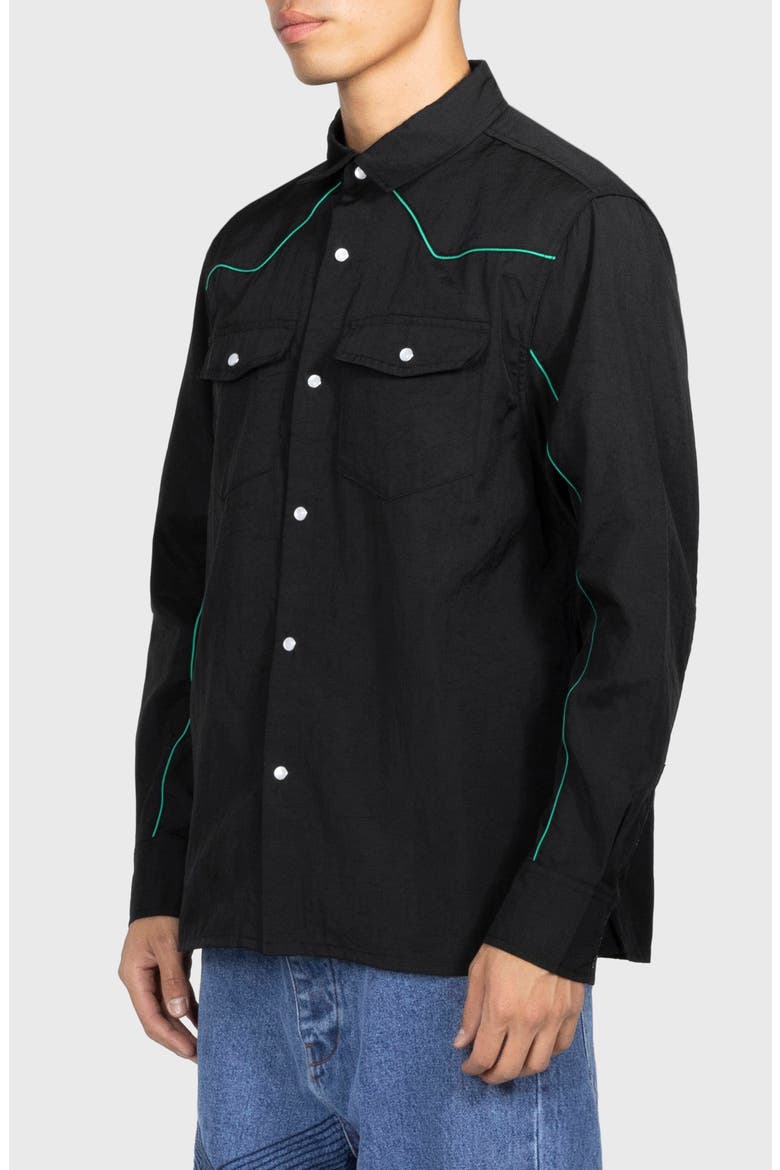 Nylon Wester Snap-Up Shirt, Alternate, color, BLACK