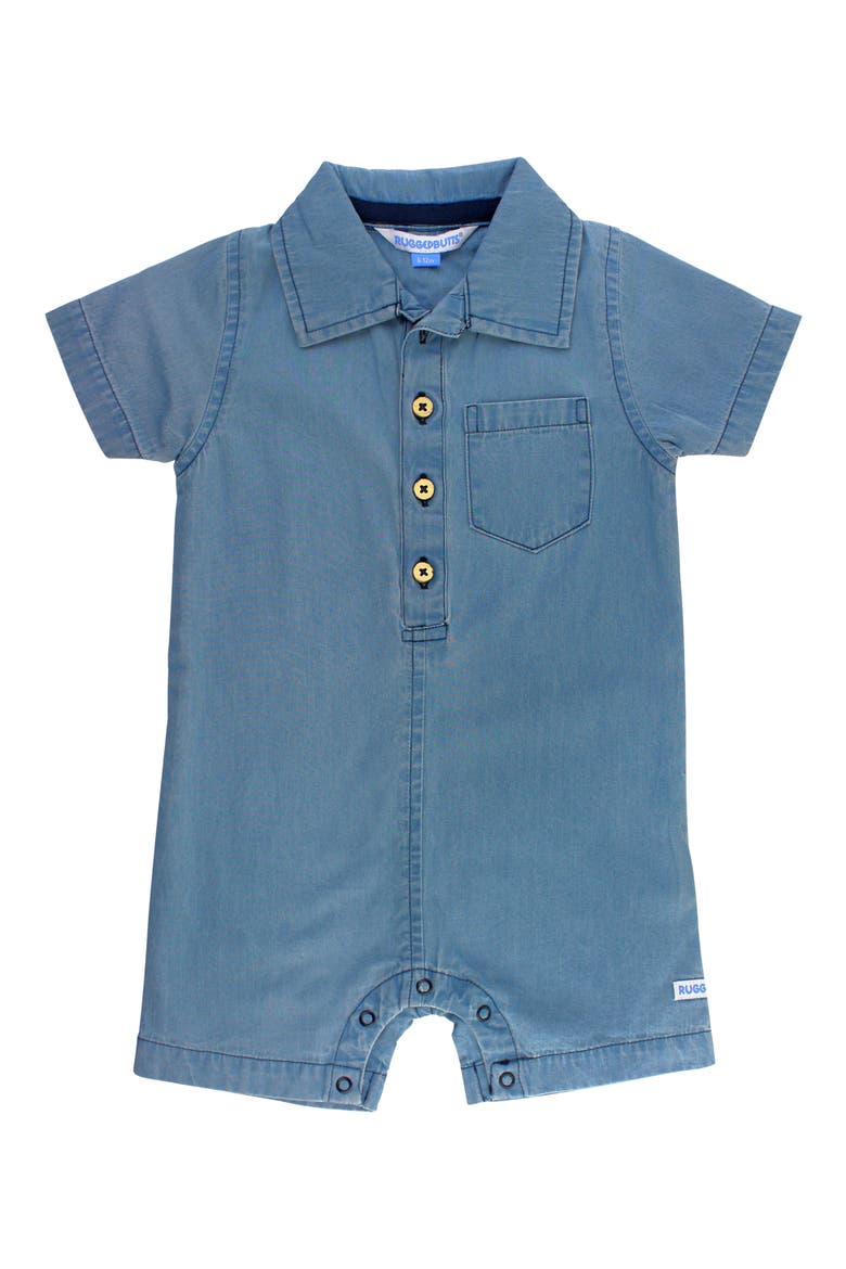 Chambray Romper & Bow Tie Set, Alternate, color, DENIM