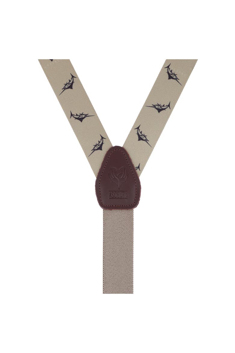 Marlin Fish Print Clip End Suspenders, Alternate, color, Tan