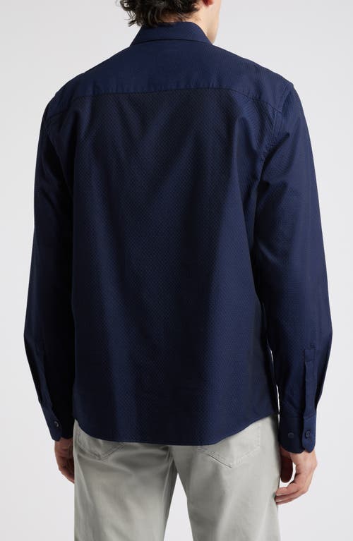 Robert Barakett Matthew Textured Button-up Shirt In Navy