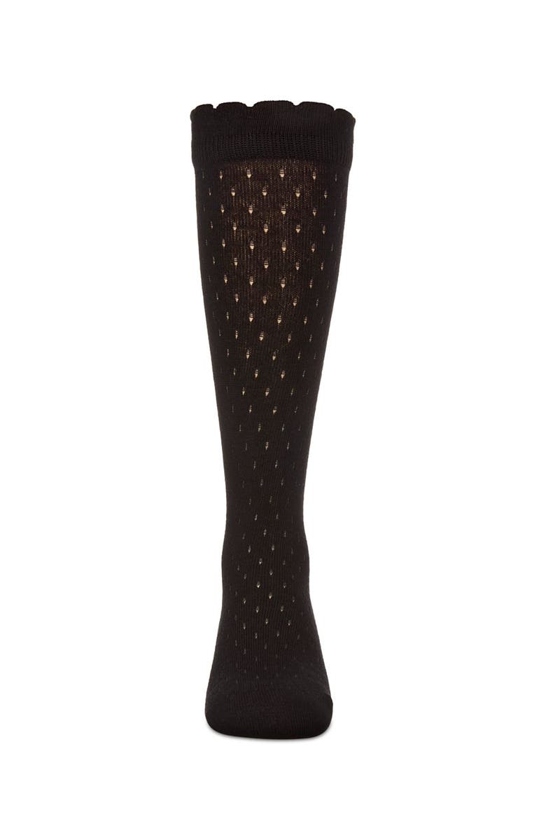 MeMoi Pointelle Soft Stretch Knee Socks, Alternate, color, Black