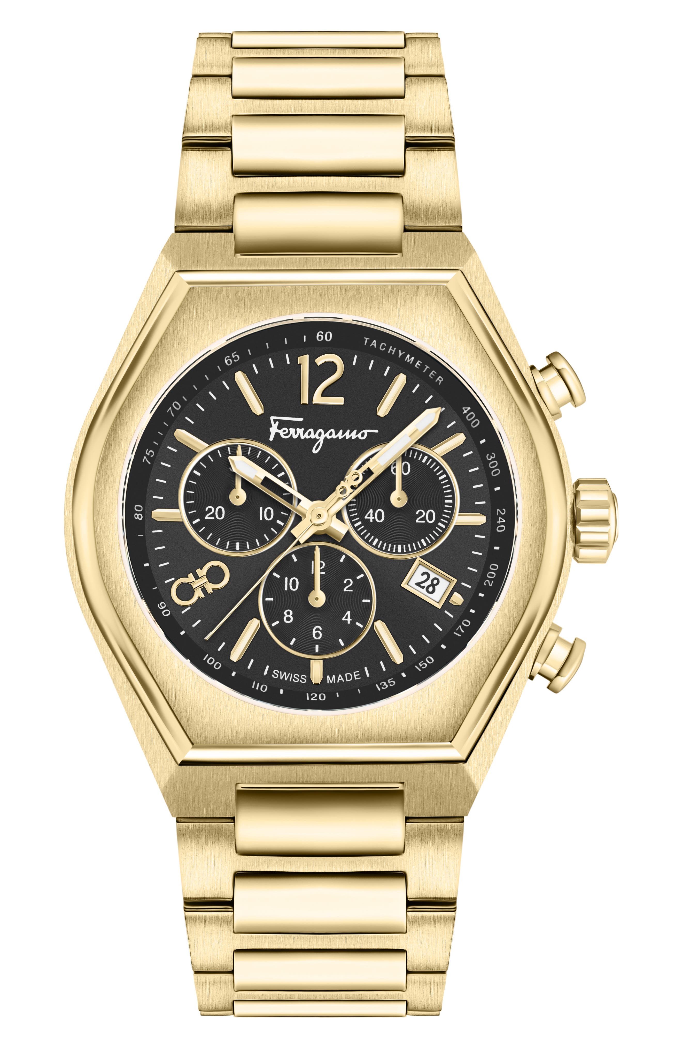 FERRAGAMO Tonneau Chronograph Bracelet Watch, 42mm
