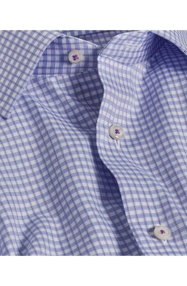 David Donahue Trim Fit Textured Dobby Check Dress Shirt, Alternate, color, Blue/ Lilac