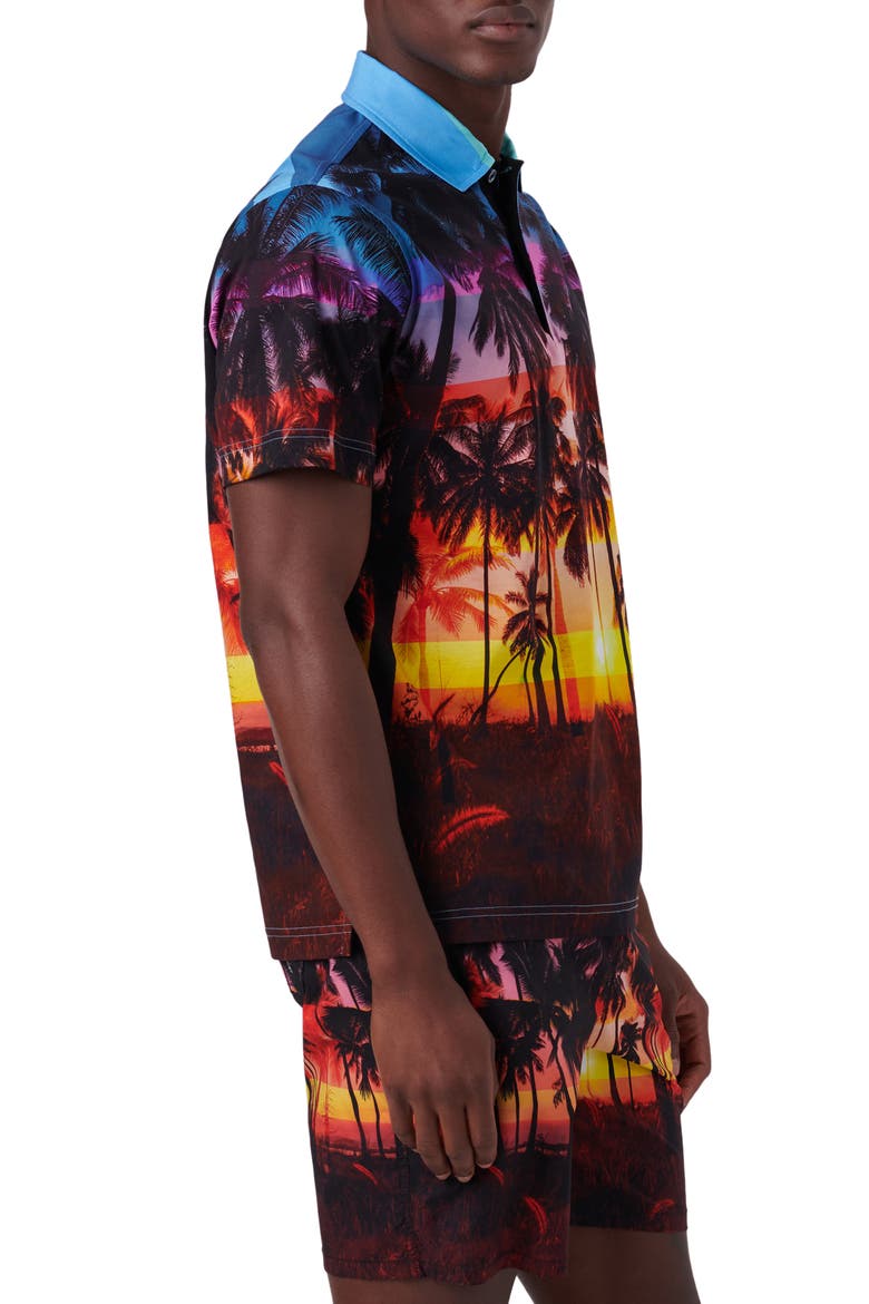 Digital Print Cotton Polo Shirt, Alternate, color, TANGERINE