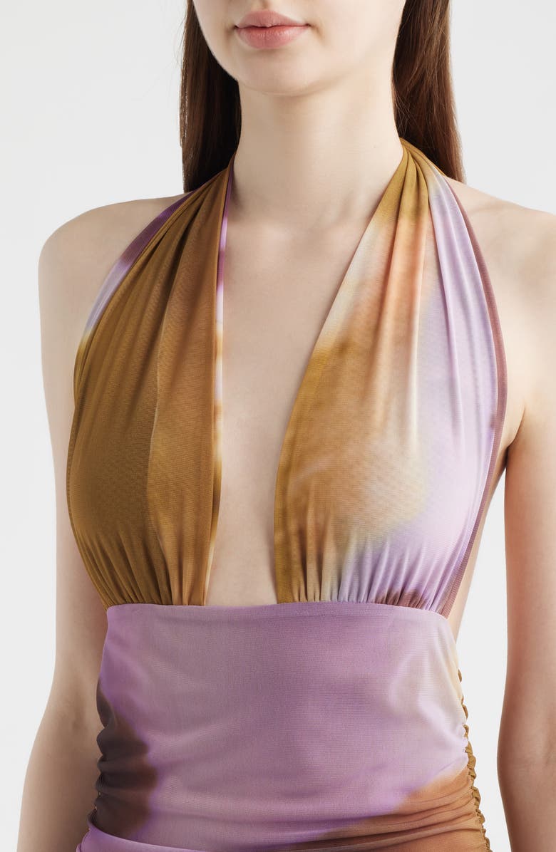 Feners Solita Mesh Halter Minidress, Alternate, color, Canela