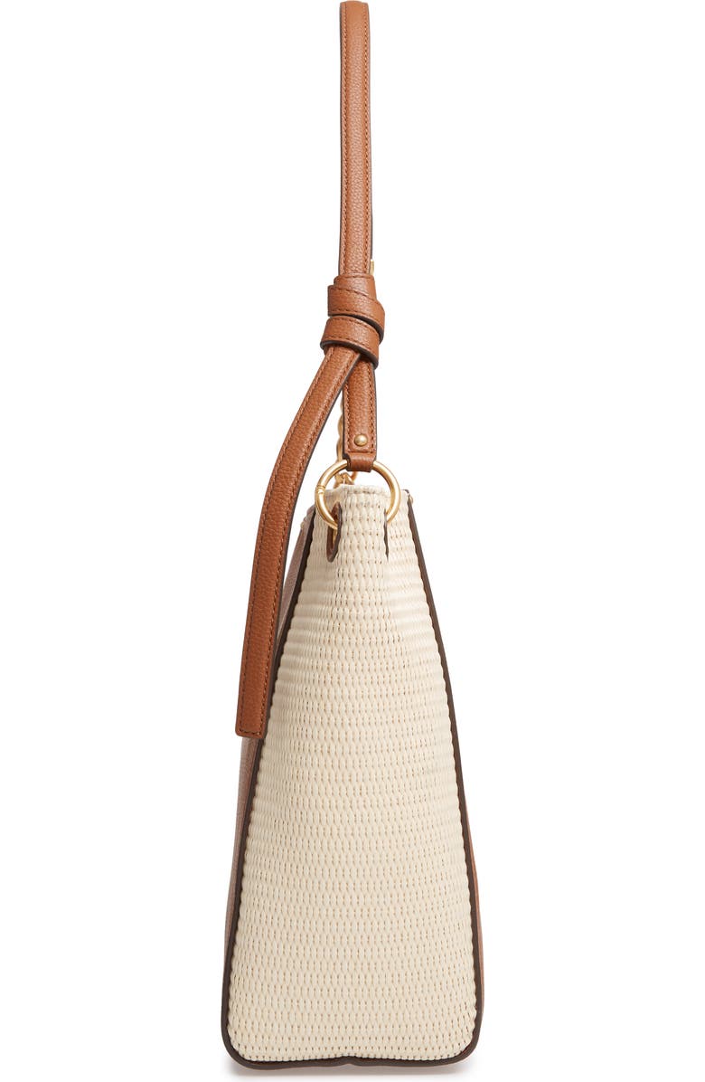 Tory Burch Everly Leather & Straw Hobo, Alternate, color,