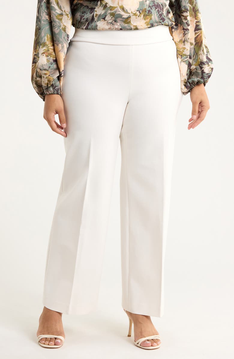 Anne Klein High Waist Wide Leg Pull-On Pants, Main, color, White Dove