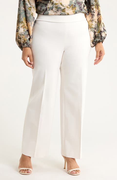 High Waist Wide Leg Pull-On Pants (Plus)