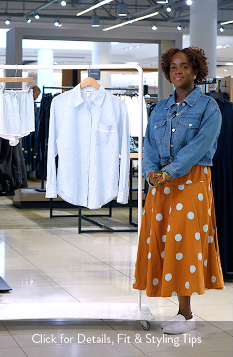 Eyelet Trim Seersucker Cotton Pajama Top, sales video thumbnail