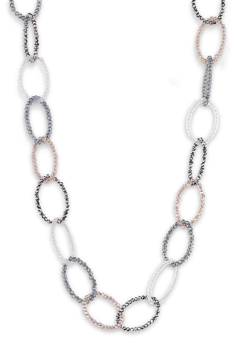 Sampark Beaded Oval Link Necklace, Alternate, color, GREY