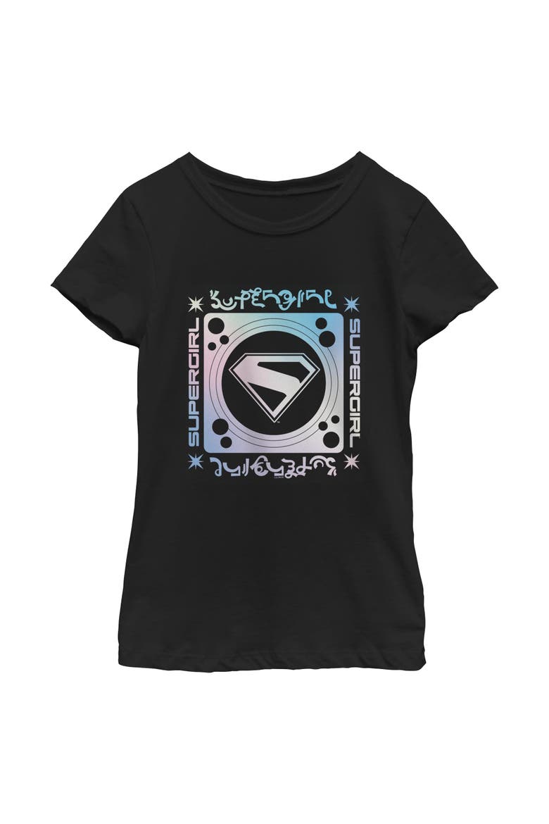 Girl's Supergirl Kryptonian Logo  Graphic T-Shirt, Main, color, Black