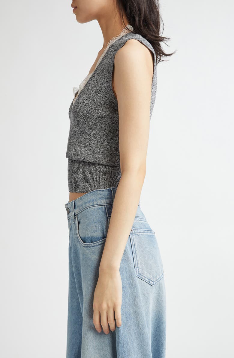 JW Anderson Lace Trim V-Neck Sweater Vest, Alternate, color,