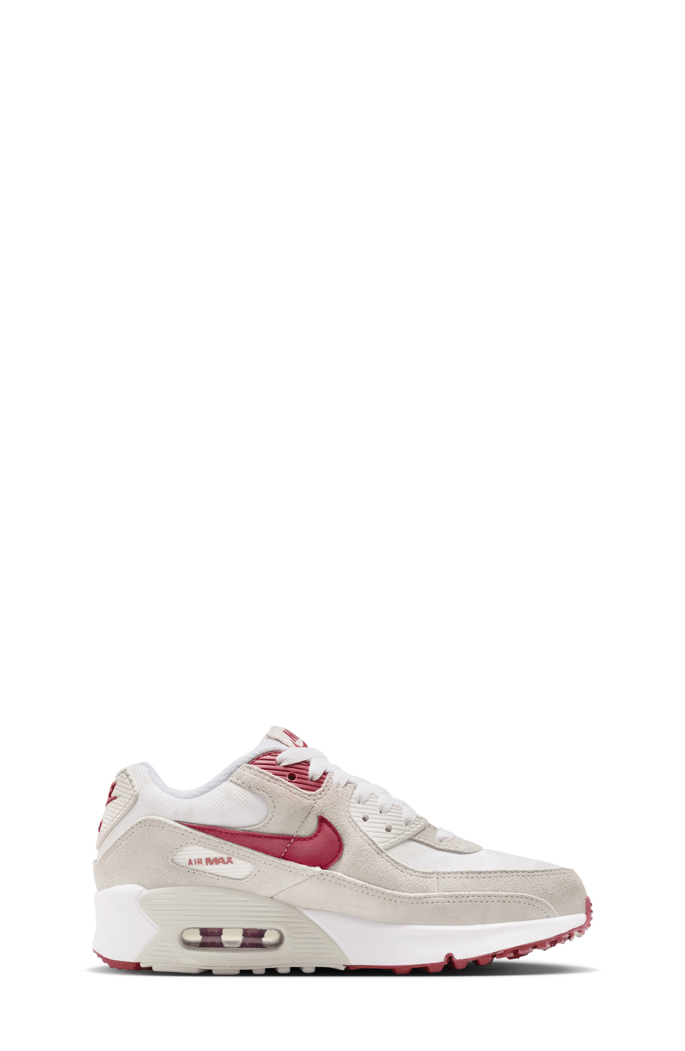 Nike Kids' Air Max 90 Sneaker, Alternate, color, White/ Light Bone/ Crimson
