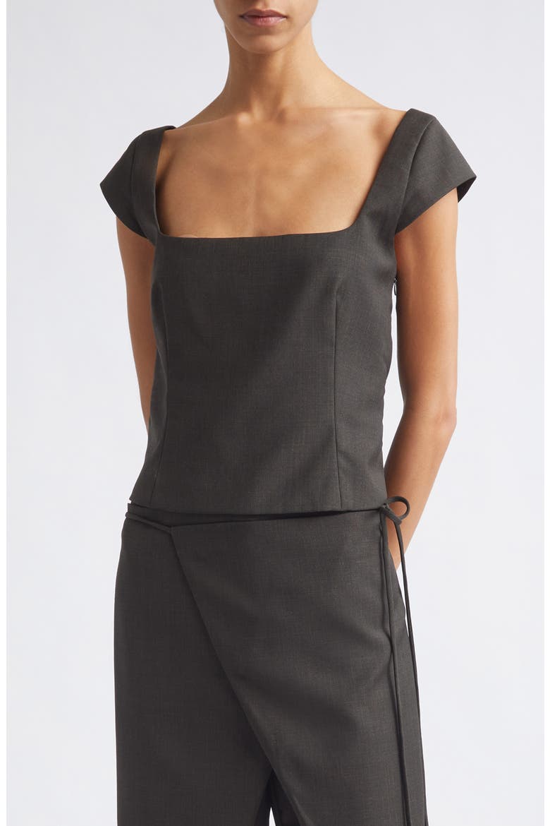 Wool Blend Cap Sleeve Top, Main, color, UMBER