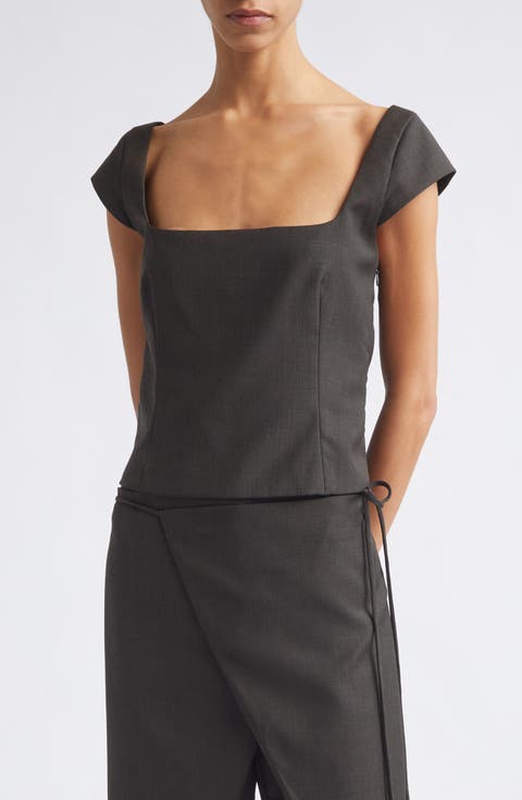Wool Blend Cap Sleeve Top