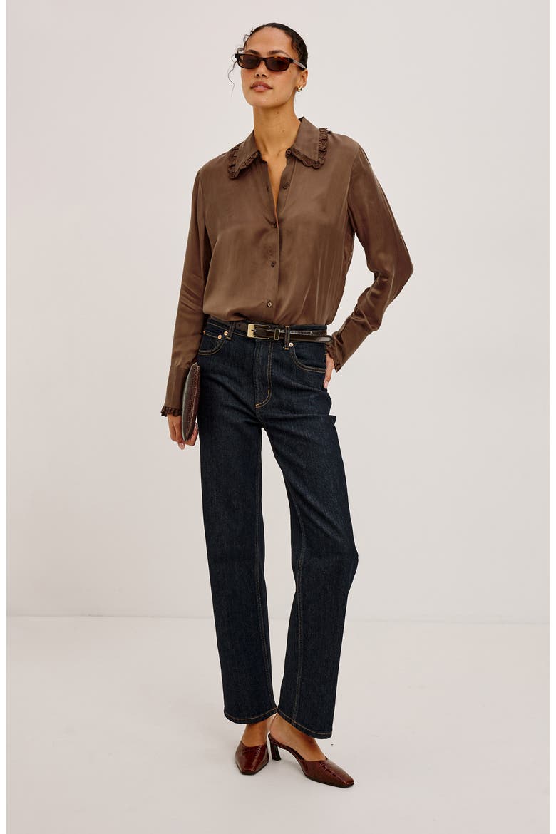 Beatrix Lace Trim Long Sleeve Shirt, Alternate, color, CINNAMON