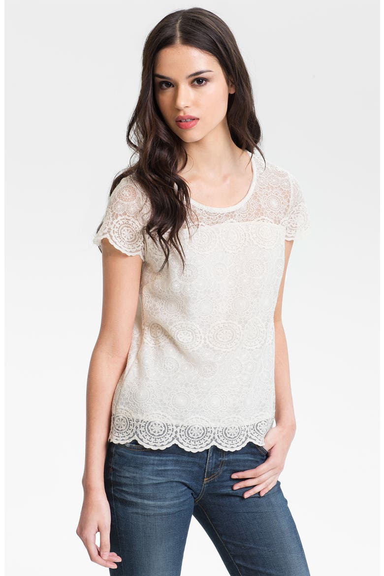 Jeans Vintage Lace Tee, Main, color, CREAM