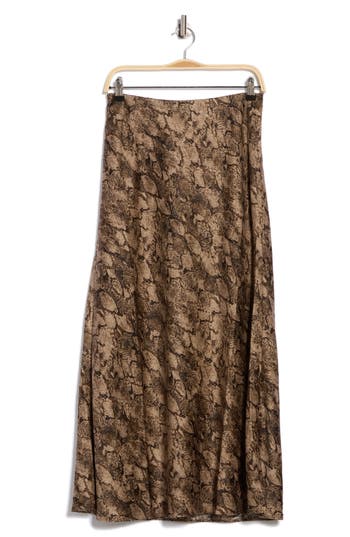 Nordstrom Rack Textured Satin Bias Maxi Skirt In Brown