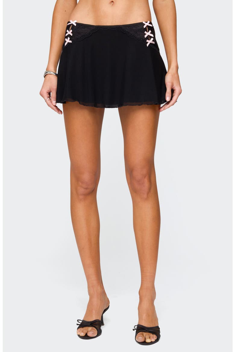 Dona Lace Mesh Miniskirt, Main, color, BLACK