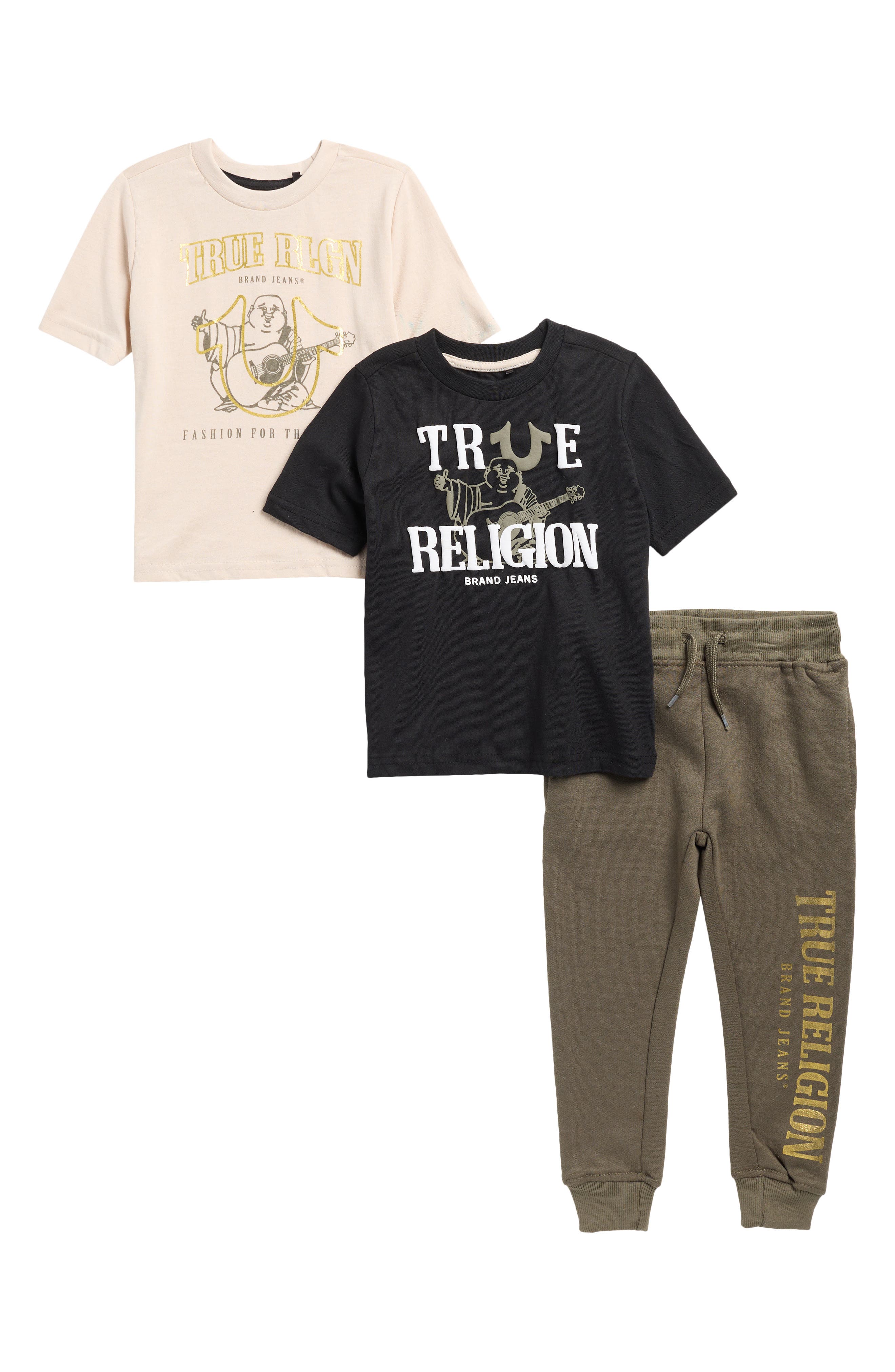 True Religion Kids' 3-Piece Graphic T-Shirts & Joggers Set