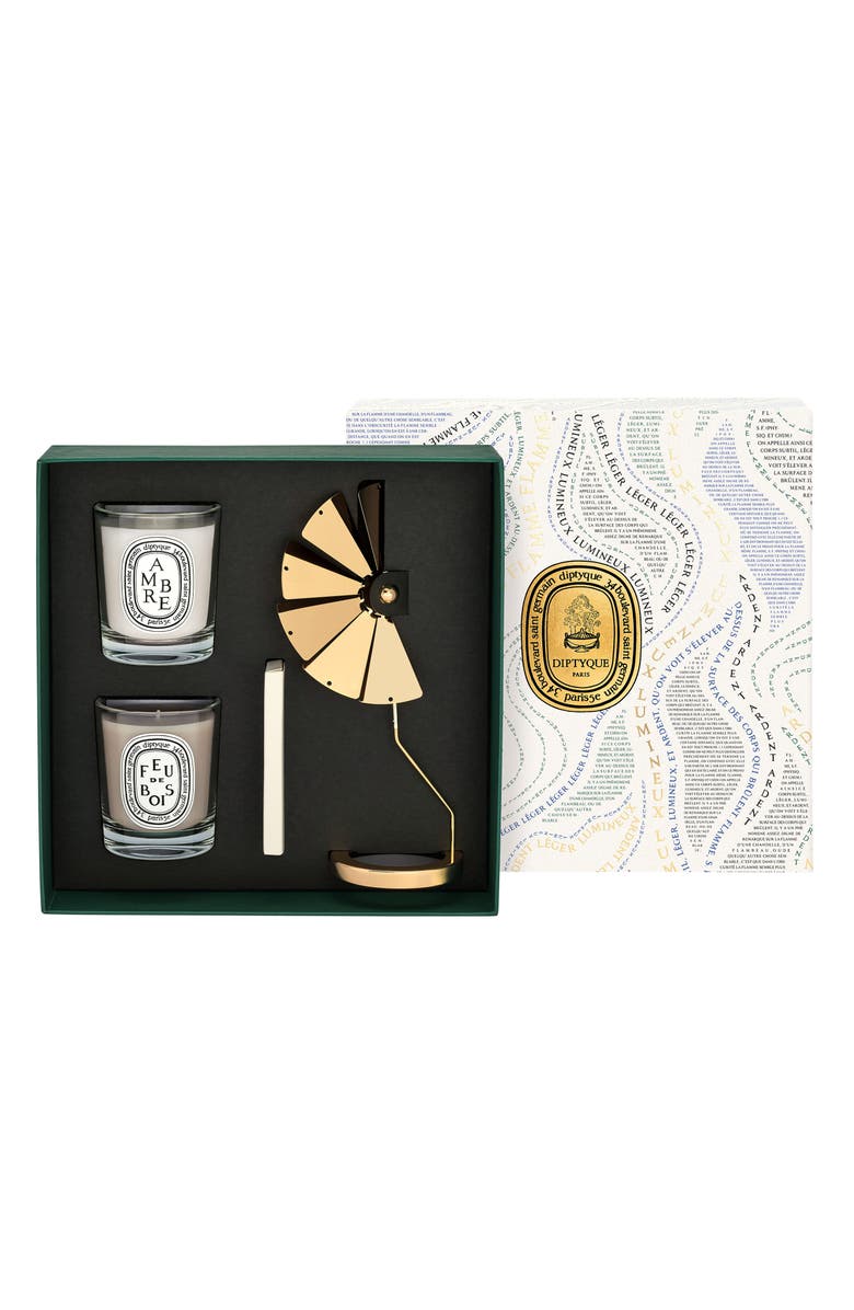 Diptyque Feu de Bois & Ambre (Fire Wood & Amber) Carousel Candle Set, Alternate, color,