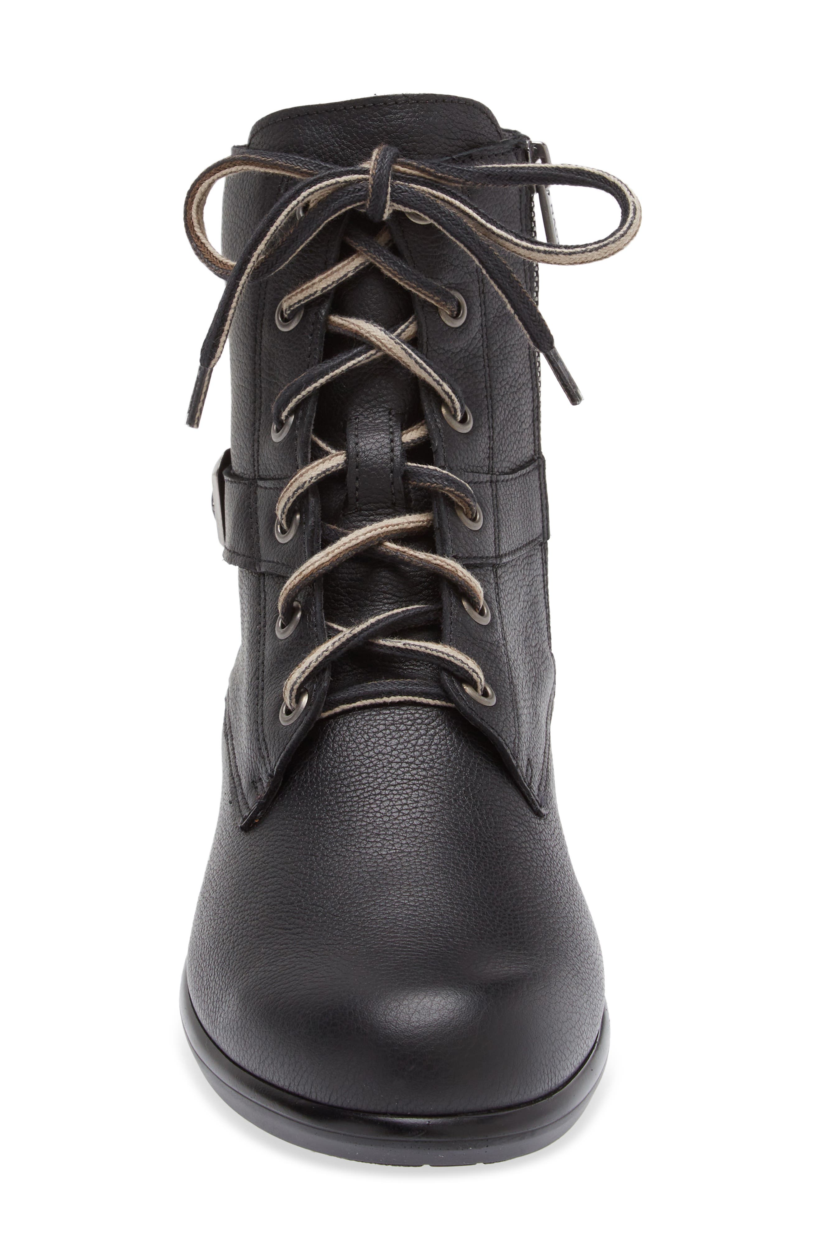 Naot Alize Zip Combat Boot, Alternate, color, Soft Black Leather
