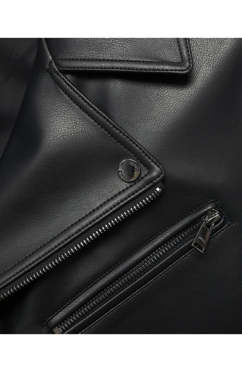 MANGO Faux Leather Moto Jacket, Alternate, color, Black