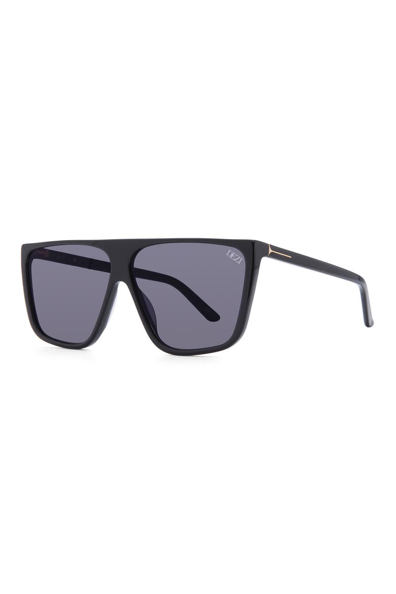 Type B 63mm Oversize Flat Top Sunglasses, Alternate, color, BLACK/ DARK SMOKE