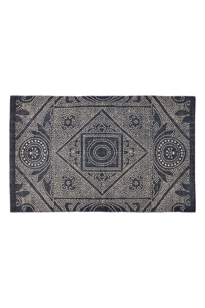 Stonewash Blue Cotton Accent Rug - Soft Stylish Machine Washable, Main, color, Blue