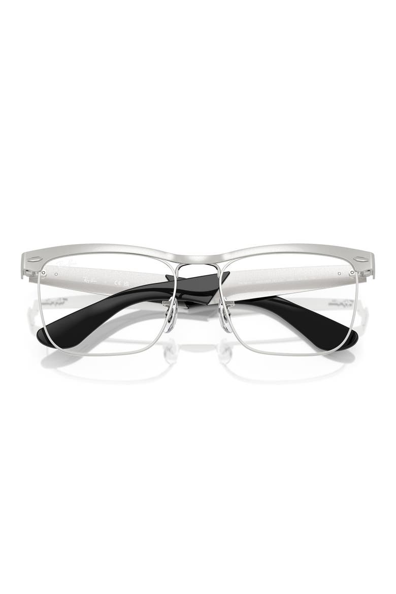 54mm Semi Rimless Square Optical Glasses, Alternate, color, SILVER