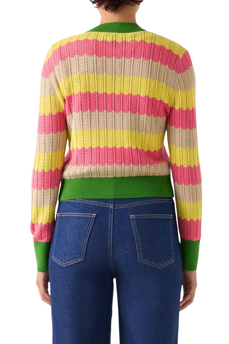 Cinzia Zigzag Pointelle Cardigan, Alternate, color, GREEN