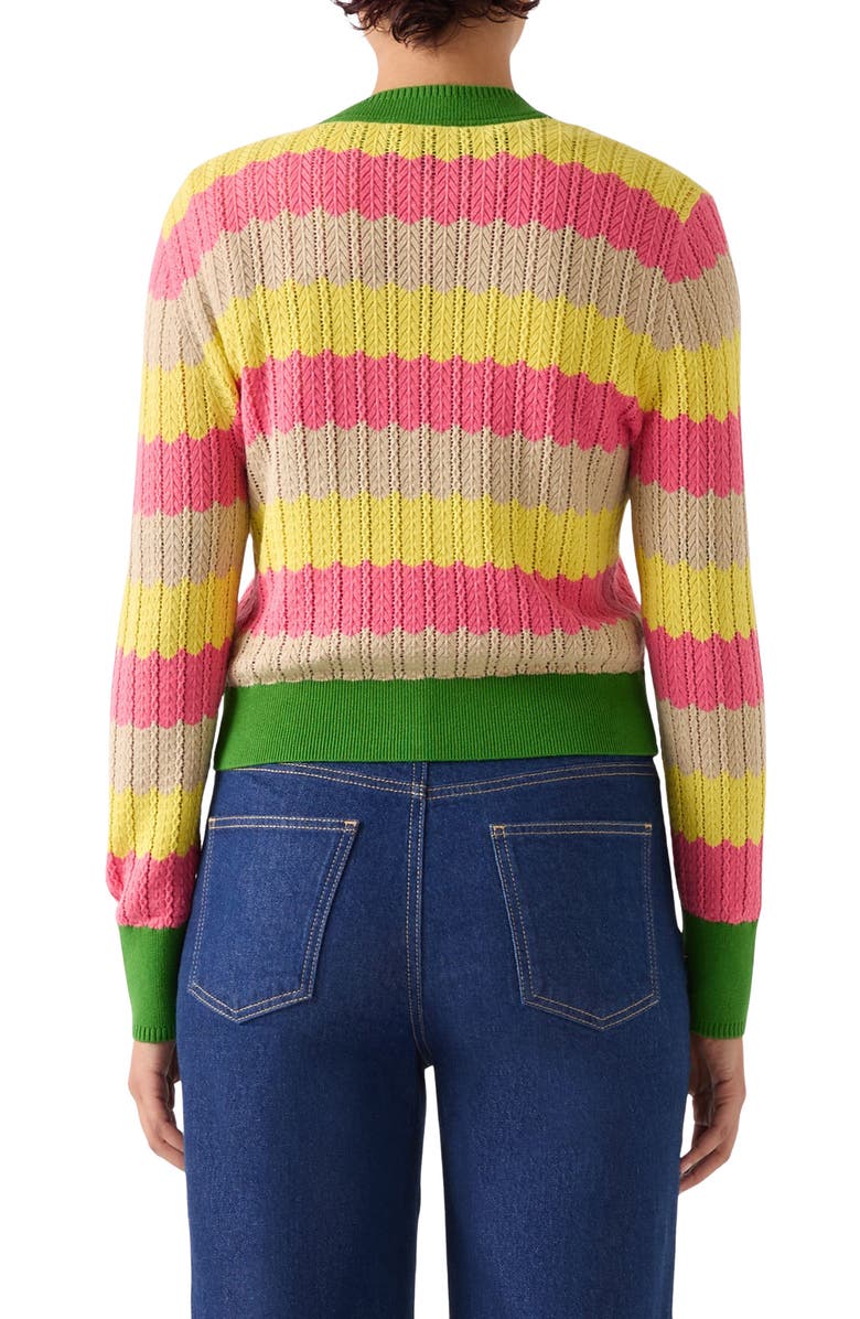 LK Bennett Cinzia Zigzag Pointelle Cardigan, Alternate, color, Green