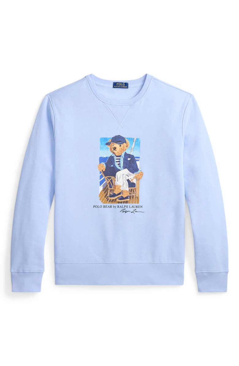 Polo Ralph Lauren Polo Bear Cotton Fleece Crewneck Sweatshirt, Alternate, color, Newport Bear- Office Blue