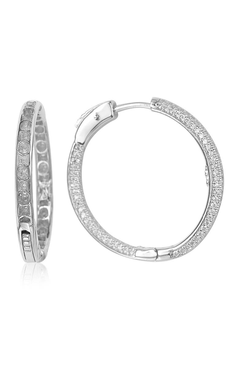 SUZY LEVIAN Pavé Cubic Zirconia Hoop Earrings, Alternate, color, White