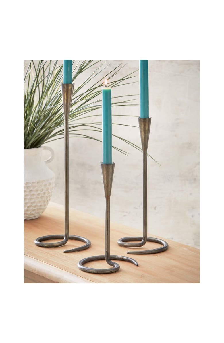 tag Dark Gray Loop Metal Taper Candle Holder for Everyday Use, Alternate, color, Gray