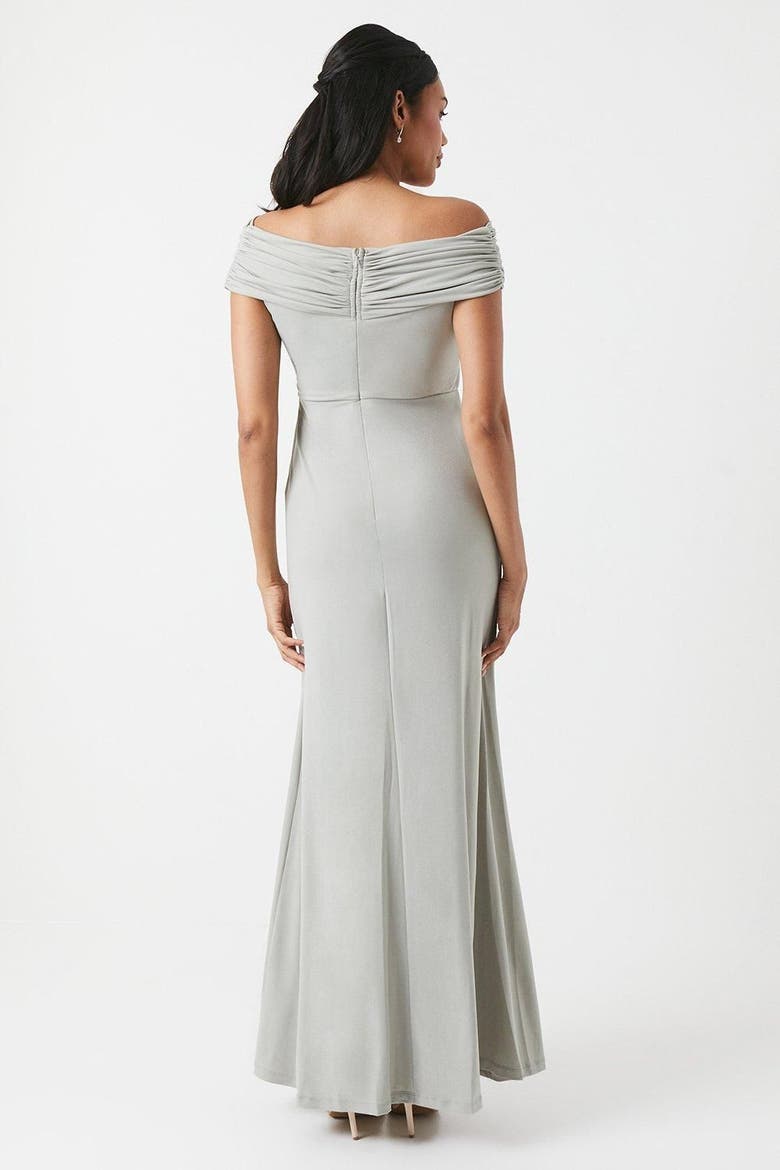 Bardot Ruched Jersey Bridesmaid Dress, Alternate, color, Sage