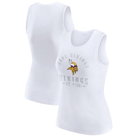 Women's WEAR by Erin Andrews  White Minnesota Vikings Ribbed Graphic Tank Top