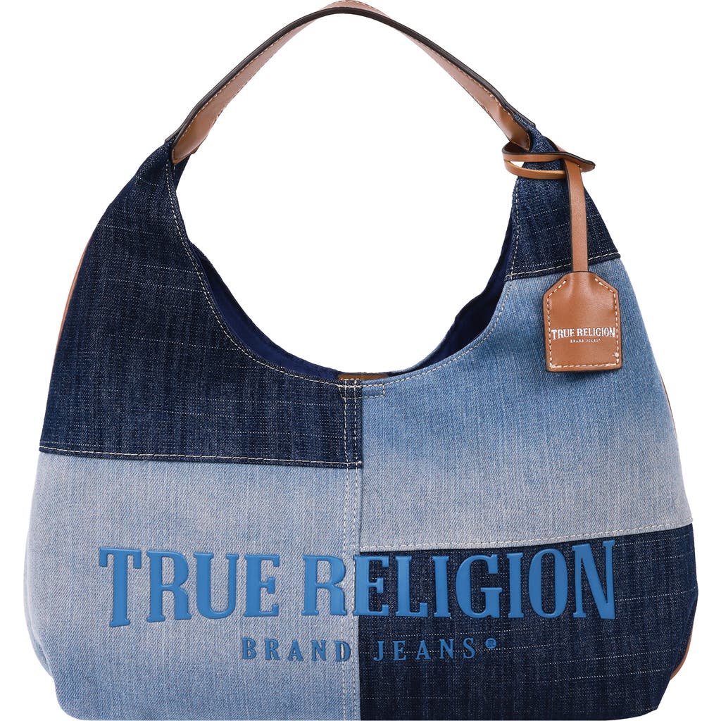 True Religion Patchwork Denim Hobo Bag In Blue