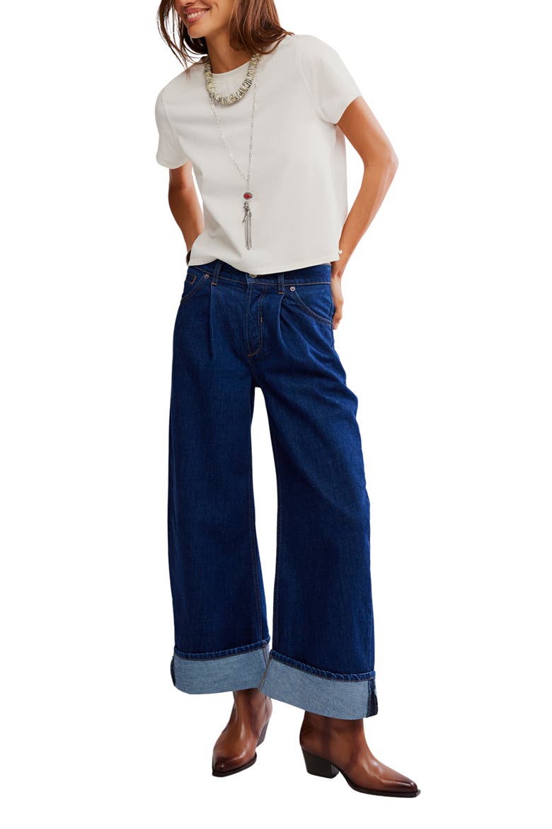 Alia Cuffed High Waist Wide Leg Jeans, Alternate, color, HAWTHORNE